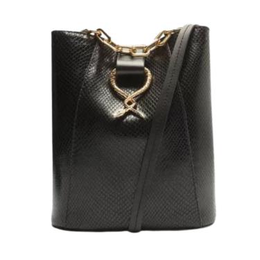 Imagem de Bolsa hobo couro snake preta -schutz