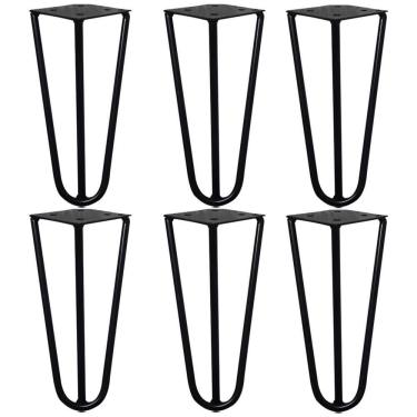 Imagem de Kit 6 Pés De Metal 15 Cm Legs Mesas De Centro Puffs Preto