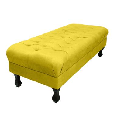 Imagem de Puff Decorativo Retrô Luis Xv Capitonê 1 Metro Suede Amarelo - lm decor