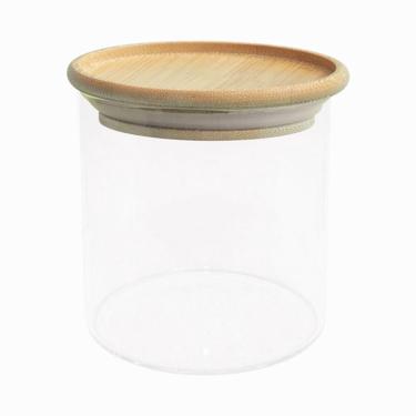 Imagem de Pote De Vidro Com Tampa De Bambu Oikos 500ml Hermético Redondo Empilhável