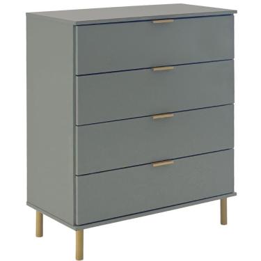 Imagem de Comoda 80 Cm 4 Gavetas Pes Madeira Dm242 Verde Oliva Dtall