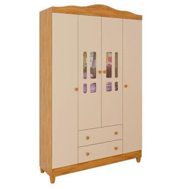 Imagem de Guarda Roupa Infantil Ariel 4 Portas Off White Bétula Carolina Baby