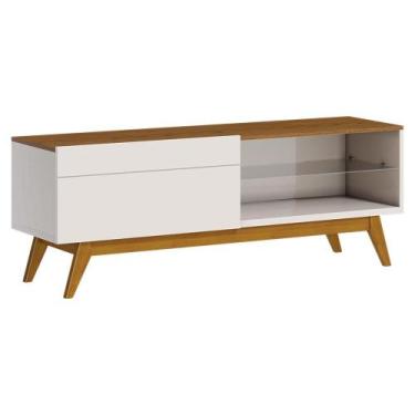 Imagem de Rack Bancada 1 Gaveta 146cm Amy Off White/Freijó G29 - Gran Belo