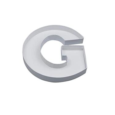 Imagem de Caixa de papelão em forma de G de 25,4 cm com letras machê chocolate doces (branco, G)