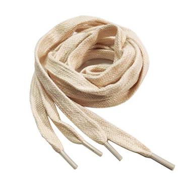 Imagem de LIHUAMAO Cadarços de algodão 99" 43" 119.4 cm 51'' 55'' 86'' 86'' polegadas Comprimento 8 mm Largura para sapatos esportivos de lona, Bege, 47inch/120cm