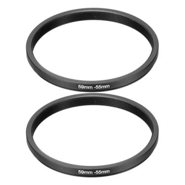 Imagem de PATIKIL Adaptador de anel descendente de 59 mm a 55 mm, 2 peças de anéis de filtro para lente de câmera filtros de anel de metal digital para lentes ND IR DSLR, preto