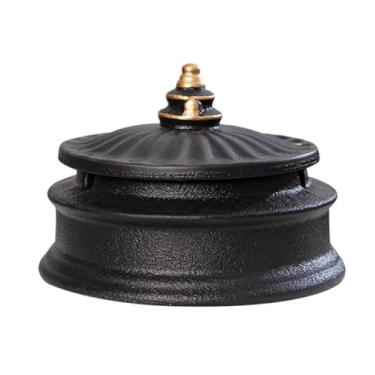 Imagem de Cinzeiros de mesa de cerâmica cinzeiro de mesa com tampa clássica retro criatividade de moda à prova de vento para fumar para uso doméstico escritório ornamentos (tamanho: Black)