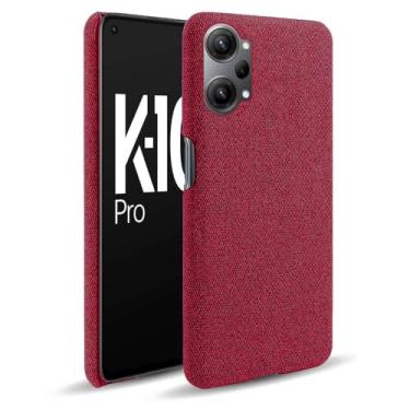Imagem de Capa para OPPO K10 PRO,Capa desenhada em lona,Case Protetora Ultrafina com Empunhadura Macia,Design em Tecido Antichoque e Antiarranhões-Red