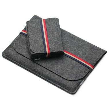 Imagem de Bolsa protetora para laptop + acessórios, capa protetora fina para transporte, compatível com Apple MacBook Asus Dell Microsoft de 38.4 cm 39.9 cm 39.1 cm 39.6 cm 41.1 cm (cinza escuro, 39.6 cm)