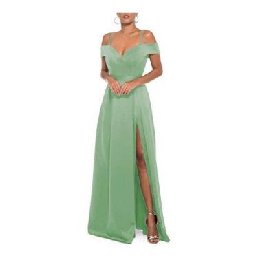 Imagem de Vestido Feminino Longo Para Madrinha De Casamento Com Fenda - Casual D