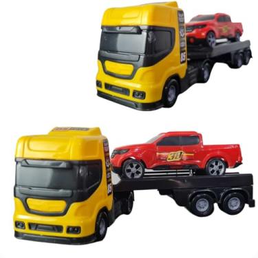 Imagem de Mini Caminhão Cegonha Reboque 2 Peças Carrinho de Brinquedo