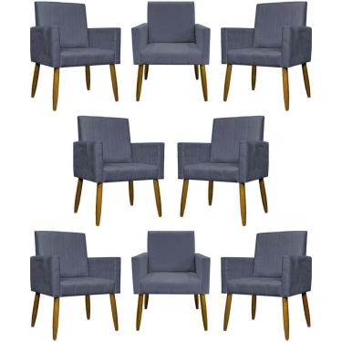 Imagem de Kit 8 Poltronas Decorativas Mari Pé Palito Castanho - Cinza Suede