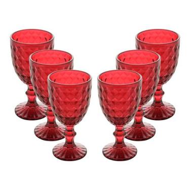 Imagem de Jogo 6 Taça de Vidro Água Suco Roman Vermelho Wolff 345ml