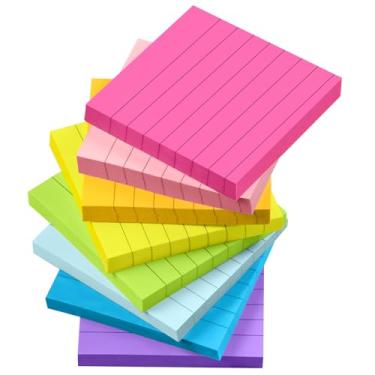 Imagem de GOMIMEOR Notas adesivas forradas 3x3 com linhas, seus blocos autoadesivos fáceis de postar para caderno, material de escritório escolar em casa, 8 blocos, 82 folhas/bloco