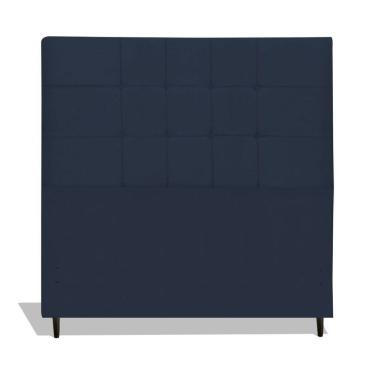Imagem de Cabeceira Estofada Box Solteiro Encosto Para Cama Barcelona 94x126 Azul Marinho 