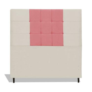 Imagem de Cabeceira Estofada Box Solteiro Encosto Para Cama Barcelona 94x126 Composê Bege/ Rosa 