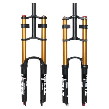 Imagem de ZTZ Garfo de suspensão a ar para mountain bike de 26/27,5/73.7 cm, ajuste de rebote, viagem de 180 mm, QR 9 x 100 mm, direção reta 1-1/8, garfo frontal com design de ombro duplo ultraleve para XC/AM
