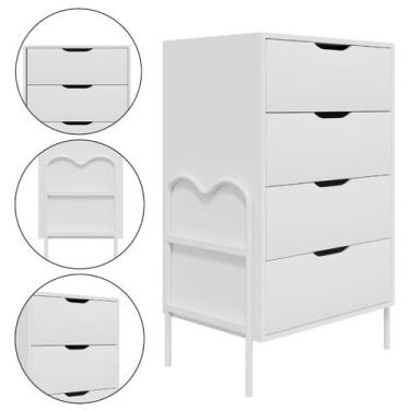 Imagem de Cômoda 4 Gavetas Marrom Preto/Nature Retrô Oasis - Lion Loja, branco