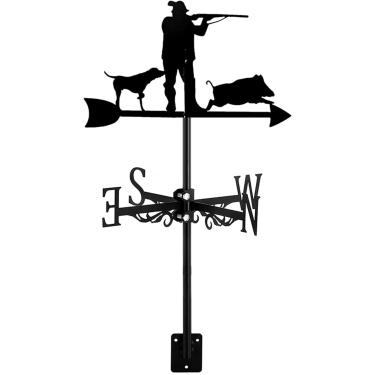 Imagem de Cata-vento De Caçador De Cata-vento & Cão Com Montagem No Telhado, Indicador De Direção Do Vento Para Decorações De Metal De Jardim De Caça De Caçador De Fazenda, Hunter Hunting