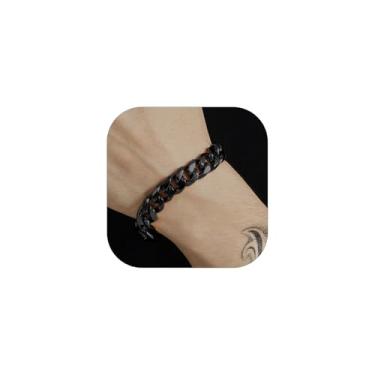 Imagem de ChainsHouse Pulseira de elos cubanos masculinos e femininos de aço inoxidável/preto/banhado a ouro 14K clássico 3 mm/6 mm/9 mm/12 mm de largura, comprimento de 16 a 21 cm, caixa de presente, 7.5 inch