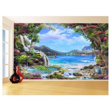 Imagem de Papel De Parede 3D Praia Mar Paisagem Céu Azul 3,5M Npr330 - Você Deco