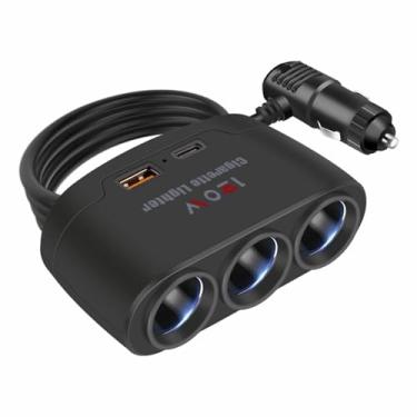 Imagem de Hididi Adaptador Divisor De Acendedor Cigarros 5 Em 1 Para Carro, Carregador Com Carga 120 W (Cabo 23,6 Pol.), 24 V/12 V Todos Os Dispositivos