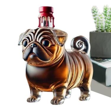 Imagem de Garrafas De Vidro Para Whiskey | Dispenser de Garrafa de Whiskey Pug,Dispensador De Vinho Transparente Suprimentos Para Licores Brandy Vodka Cerveja E Bebidas