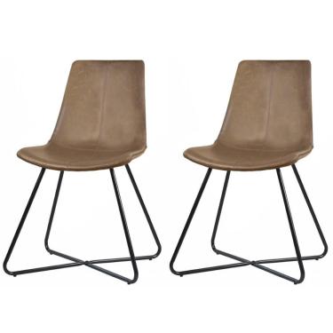 Imagem de Kit 2 Cadeiras Brenda Rivatti Poliuretano Marrom Base Preta