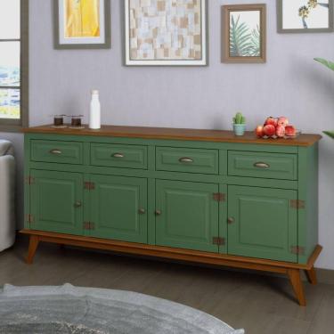 Imagem de Balcão Buffet Aparador 4 Portas 4 Gavetas New Veneza Verde