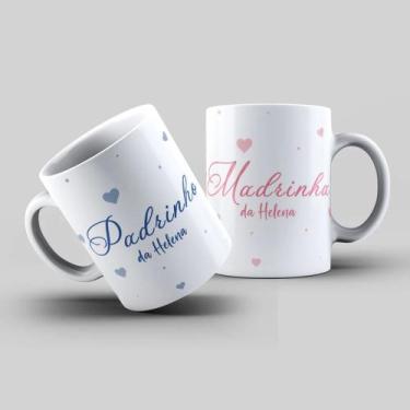 Imagem de Caneca Dinda e Dindo Personalizada Com Nome Para Presente Convite Madr