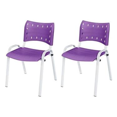 Imagem de Kit 2 Cadeiras Iso Base Branco, Escola, Escritório, Igreja- Violeta