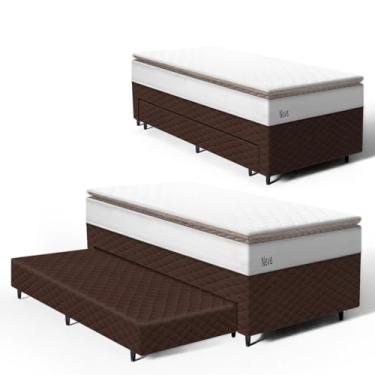 Imagem de Cama Box com Colchão de Molas Ensacadas Pillow Top Neve + Auxiliar de Espuma Unique Solteiro 88cm