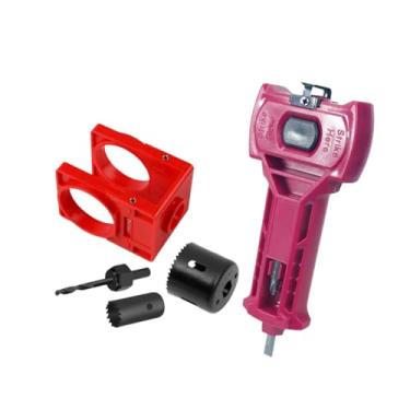 Imagem de IEUDNS Kit de instalação de fechadura de porta, kit de furo de fechadura ajustável para portas de madeira, Vermelho