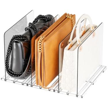 Imagem de Yieach Divisórias de prateleira de acrílico transparente para organização de armário, pacote com 4 bolsas ajustáveis, embreagem, organizador de bolsa e armazenamento, organizador de bolsa para