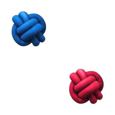 Imagem de Almofadas De Nó 28cm x 28cm Lindas Decorativas Sala Sofá Cama Cores (AZUL BIC E VERMELHO)