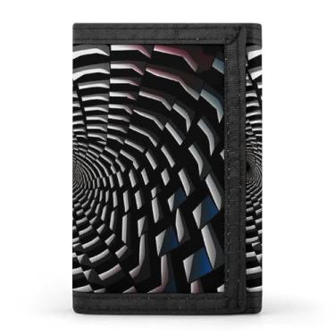 Imagem de HJKBCV Visual Illusion Carteira com três dobras para cartão de crédito, portátil, para esportes ao ar livre, carteira com bolso para moedas com janela para identidade para homens e mulheres
