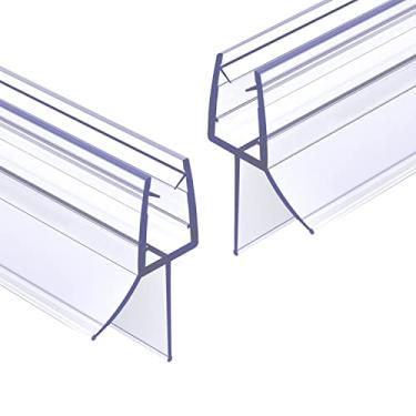 Imagem de Selo inferior de porta de chuveiro ultra transparente sem moldura 3/8" de espessura 91,44 cm de comprimento pacote com 2 peças, clipe de borracha ABS para varredura de porta de chuveiro macia para porta de chuveiro, faixa de vedação para porta vazamentos para chuveiro, adequado para portas janelas