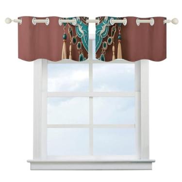 Imagem de Cortina blackout moderna retrô de meados do século com formas de queda, escurecimento de quarto, cortinas de janela curtas, isolamento térmico, para cozinha, sala de jantar, quarto, 2 painéis 132 x 46