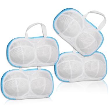 Imagem de Luomorgo Pacote com 4 sacos de lavagem de sutiã com suporte protetor 3D e zíper – Sacos de roupa íntima de lingerie não deformados para máquina de lavar e armazenamento, roupas íntimas femininas