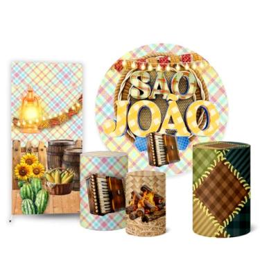 Imagem de Trio Capas Cilindro + Painel Redondo Sublimado + Lateral Festa Junina (K2FJN0041)