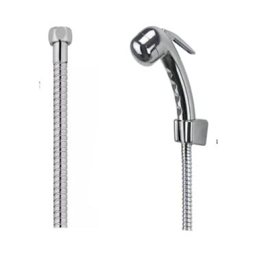 Imagem de Ducha Higiênica com Mangueira Flexível Inox, 2 Metros, Suporte de Parede, 1/2 Polegada
