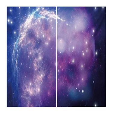 Imagem de Cortina isolada de sombreamento de constelação, nebulosa roxa misteriosa movimento de aglomerado esfumaçado sonhador espaço sideral, decoração de janela de festa de cerimônia de casamento, 132 x C 213
