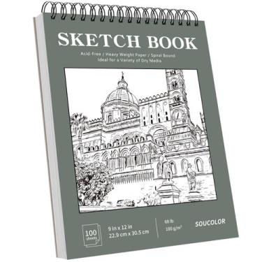 Imagem de Caderno de esboços Soucolor 9x12 100 folhas encadernado em espiral 100