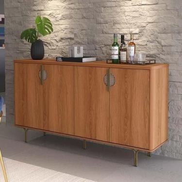 Imagem de Buffet Balcão 160cm 4 Portas Pés Ferro Marsala Lukaliam Jequitiba