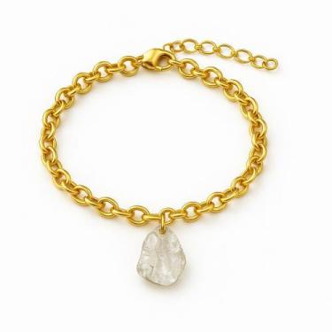 Imagem de Pulseira de Quartzo Cristal - Cristal Natural, Banho Ouro 18k