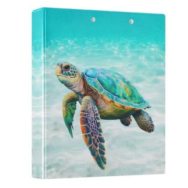 Imagem de Fichário de 3 anéis, tartarugas marinhas de 3,8 cm, fichário com 200 folhas para crianças, material escolar, mulheres e homens, escritório, 1 pacote
