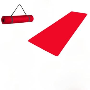 Imagem de Tapete Yoga Mat 1,70mx55cmx10mm Confortável Grosso Colchonete Tatame Exercício em Casa-Adequado para home treinos com almofadas(Vermelho,Com Alça)