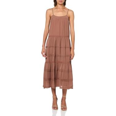 Imagem de Lucky Brand Vestido maxi feminino sem mangas Pinktuck em camadas, Marrom, XG