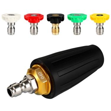 Imagem de Lyreh Bocal Turbo Lavadora Alta Pressão, Bocal Turbo Rotativo Premium 360 Graus com 5 Pontas Lavadora Alta Pressão Acessórios Práticos para Automóvel Bancada Janela Pátio Lavagem