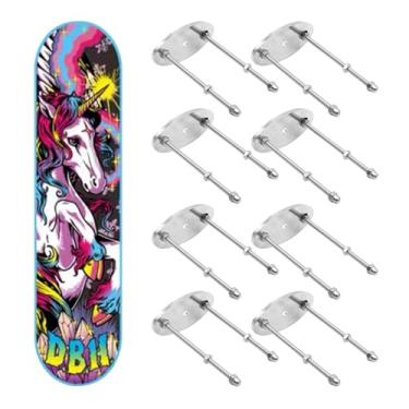 Imagem de CADUFUELLY 8 peças de suporte de parede para skate, suporte de parede para skate, cabide de skate de metal com furos de parafuso para exibição de armazenamento de deck de skate